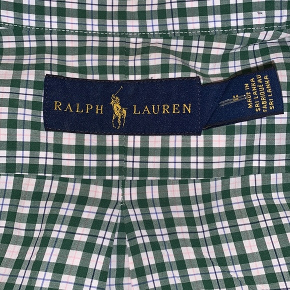 Checkered Green Polo By Ralph Lauren Dress Shirt - Picture 2 of 4